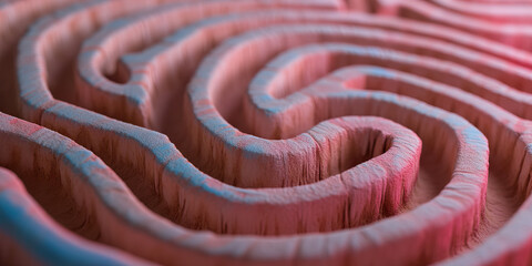 Poster - Three-Dimensional Pink and Blue Textured Maze
