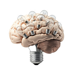 Aufkleber - creative brain concept with light bulbs symbolizing ideas and innovation. brain is depicted with light bulb base, representing intelligence and creativity