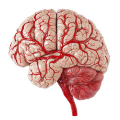 Poster - detailed anatomical illustration of human brain, showcasing its structure and blood vessels, emphasizing intricate design and functionality of this vital organ
