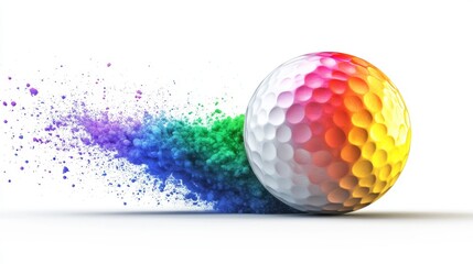 Wall Mural - A golf ball adorned with a vivid splash on a plain white background