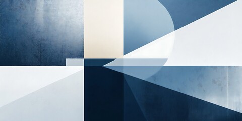 Leinwandbilder - Abstract Geometric Design Featuring Clean Lines and Minimalist Style with Cool Blue Tones and Subtle Textures ,Minimalist Blue Room Interior Design Featuring Modern Lighting
