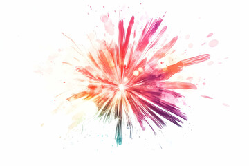 Poster - Fireworks, colorful fireworks, vector illustration, on a white background