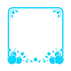 Wall Mural - blue apple square frame with leaf and sparkle