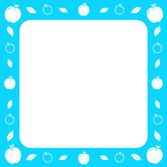 Wall Mural - blue square frame with cute apple on surround