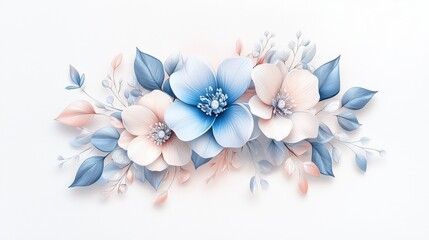 Poster - A beautifully hand-sketched floral design in 3D, with intricate botanical details and a light gradient effect, perfect for creative decor.