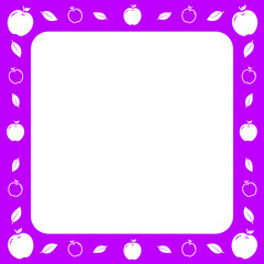 Wall Mural - purple square frame with cute apple on surround