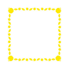 Wall Mural - yellow square frame with apple and leaf on surround