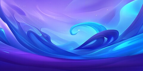 Poster - Abstract Blue Purple Swirling Waves Digital Art Background Design