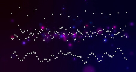 Poster - White pixelated dots forming patterns over starry night sky image