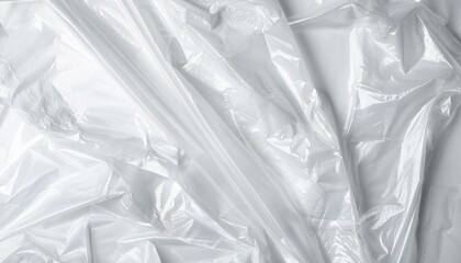 Wall Mural - wrinkled transparent plastic wrap film texture white abstract background