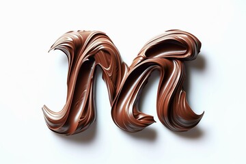 Aufkleber - Letter M designed with flowing cocoa texture isolated on white background