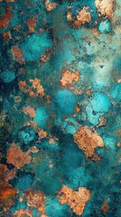 Poster - Captivating abstract texture of turquoise and copper with an aged patina evoking vintage charm and artistic expression for creative backgrounds and designs