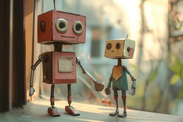 Poster - A humanoid robot or chatbot interacting with a human user .