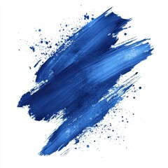 Aufkleber - Vivid brushstroke splash in shades of blue on a clean white backdrop creating a modern artistic texture for design