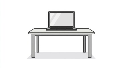 Poster - Laptop on desk, simple workspace, white background, website mockup