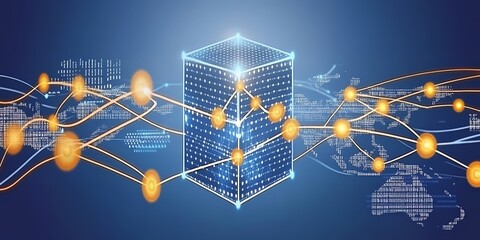Poster - Global Network Data Cube Digital Technology Illustration Abstract Background