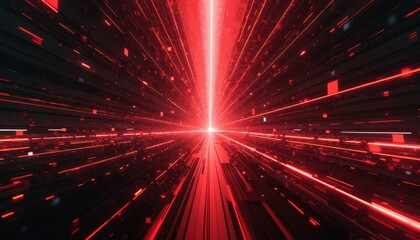 Aufkleber - Abstract digital glitch art fusion background. Perspective view shows red, black light trails. Futuristic tech design. Modern wallpaper, screen design for technology, media, digital communication