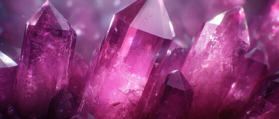 Poster - Captivating Close Up of Amethyst Crystals Sparkling with Light and Shadow Revealing Intricate Details and Gemstone Beauty in Macro Photography