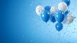 © Fahad - blue birthday background with balloons in the air, featuring a blue balloon on the left
