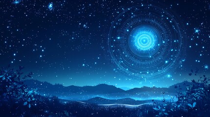 Wall Mural - a blue sky with a large circle in the middle