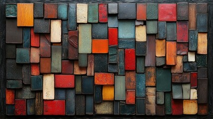 Poster - Abstract Wooden Block Mosaic Art Piece