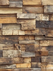 Poster - Rustic Wooden Wall Paneling with Varied Tones and Textures a Close Up View Showcasing Natural Grain and Warm Colors