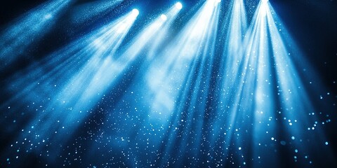 Poster - Bright beams of light create a magical atmosphere in a dimly lit space during an evening performance