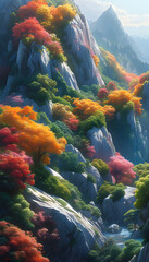 Wall Mural - Mountain Landscape with Colorful Trees