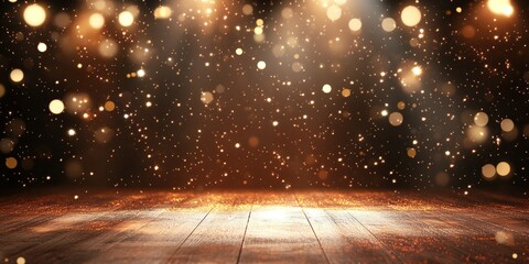 Poster - Sparkling golden lights create a magical atmosphere in a dimly lit space perfect for celebrations and events