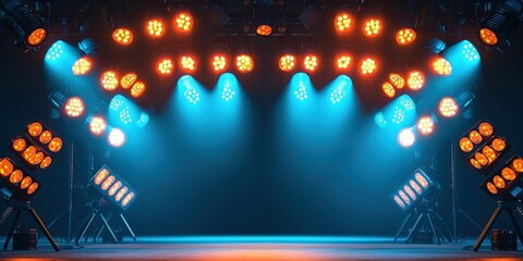 Poster - Bright stage lights illuminate a vibrant event space ready for performances and entertainment activities at night