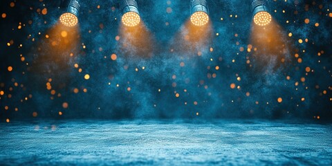 Poster - Dynamic stage lighting creates an energetic atmosphere with dramatic haze in an entertainment venue