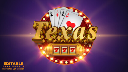 Poster - Texas gold shiny elegant style editable 3d text effect. Casino texas game advertising poster design vector 