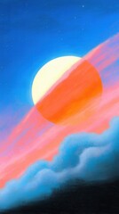 Poster - Dynamic trinary star system orbiting in cosmic space digital art astronomical environment vibrant colors