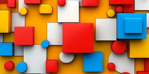 Fototapete - A background made of colourful 3D shapes ,

