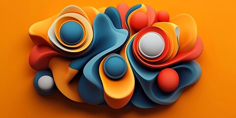 Leinwandbilder - 3D abstract colourful background with shapes,  Flow, Motion Design


