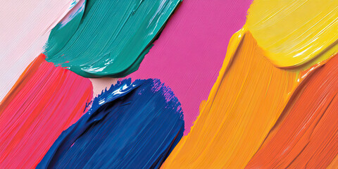 Poster - Abstract Paint Swatch: Teal, Pink, Orange, Red, and Blue