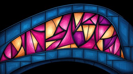 Poster - Abstract Stained Glass Bridge Arch Design