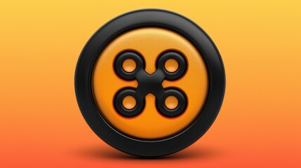 Poster - Orange button with black stylized symbol design