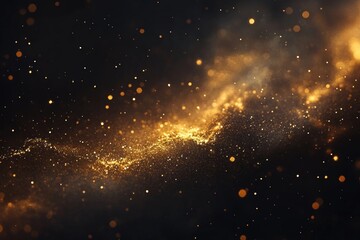 Fototapete - Stunning abstract background featuring golden and brown fractals with glowing elements in space