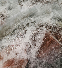Poster - ice texture with cracks, bubbles and frozen leaves for computer graphics, texturing, compositing or 