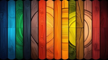 Poster - Colorful Wooden Planks Arranged In A Rainbow Pattern