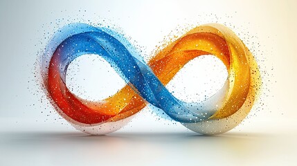 Poster - Abstract Infinity Symbol in Blue Orange and White Hues
