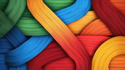Poster - Abstract Colorful Interwoven Ribbons Design