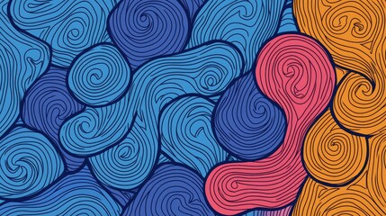 Poster - Abstract swirling pattern in vibrant blue orange and pink hues