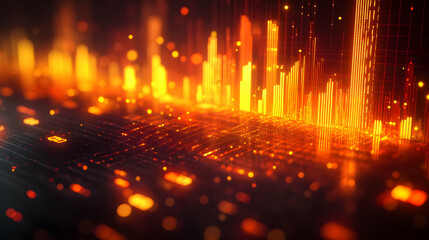 Poster - Abstract cityscape digital display, data visualization, glowing lines, dynamic city, background