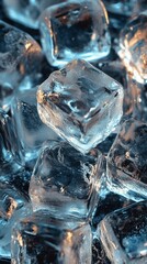 Poster - Captivating ice cubes glistening with cool light a refreshing scene of frozen water for summer drinks and chilling beverage concept