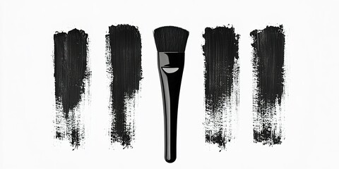 Poster - Brush and black paint strokes on a clean background showcase artistry and creative expression