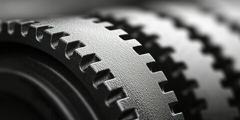 Poster - Detailed close-up of industrial gears showcasing precision engineering and design elements in a mechanical environment