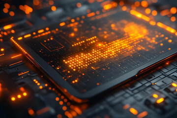 Poster - Abstract computer chip glowing brightly