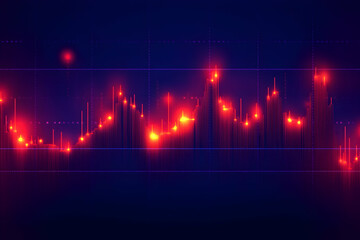 Poster - Abstract financial graph with rising red indicators